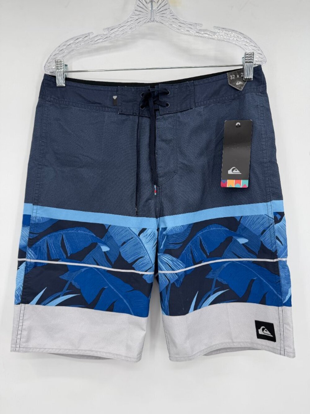 Quiksilver Slab Island 21 Board shorts Mens 32X21 Blue Tropical Surf Swim NWT